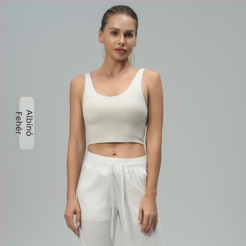 luludaring Jógához tervezett sportmelltartó U-hátú kivitelben, levehető párnákkal – gyorsan száradó nylon, rövid fazon