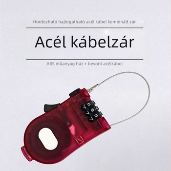 3 számjegyű ABS műanyag zár bőröndökhöz, babakocsikhoz és sisakokhoz, teleszkópos acélsodrony-kábellel