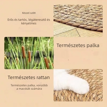 Len-sziszál macska karmoló tábla, falra szerelhető, japán- és skandináv stílus, pamutkötélből készült padlómatrac, kopásálló macskalábak