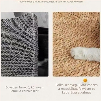 Len-sziszál macska karmoló tábla, falra szerelhető, japán- és skandináv stílus, pamutkötélből készült padlómatrac, kopásálló macskalábak