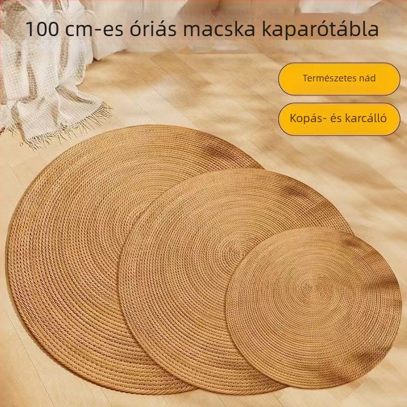 Len-sziszál macska karmoló tábla, falra szerelhető, japán- és skandináv stílus, pamutkötélből készült padlómatrac, kopásálló macskalábak
