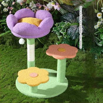 Dreams come true Fából készült macskás mászófa meleg odúval, ugró platformával és integrált karmoló oszloppal