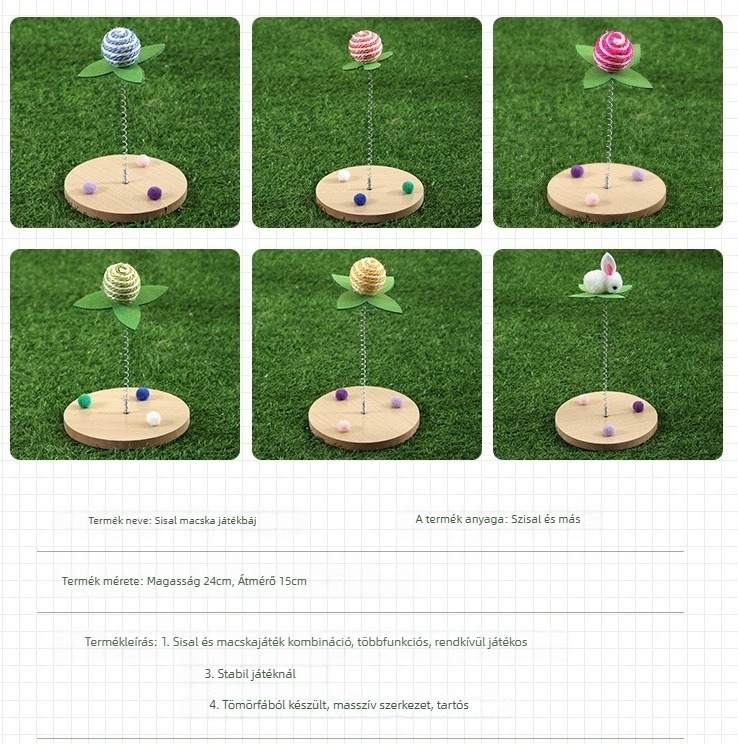 Dreams come true Fából készült macskás mászófa meleg odúval, ugró platformával és integrált karmoló oszloppal