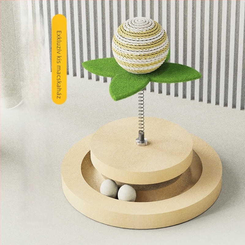 Dreams come true Fából készült macskás mászófa meleg odúval, ugró platformával és integrált karmoló oszloppal