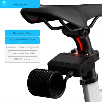 Bluetooth-kábeles zár kerékpárokhoz és elektromos járművekhez — PC+ötvözet, applikációval vezérelhető, antiforgató acélkábel, modern minimalist stílus