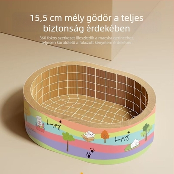 Tartós kör alakú macska kaparó deszka, hullámkartonból készült kaparó, mindent egyben univerzális macska játék, szöszmentes