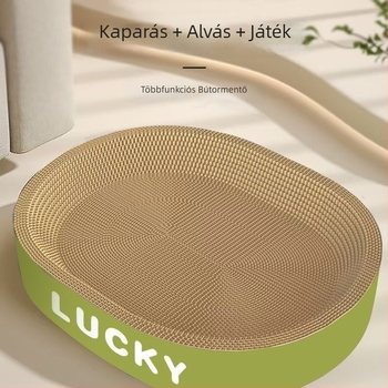 Tartós kör alakú macska kaparó deszka, hullámkartonból készült kaparó, mindent egyben univerzális macska játék, szöszmentes