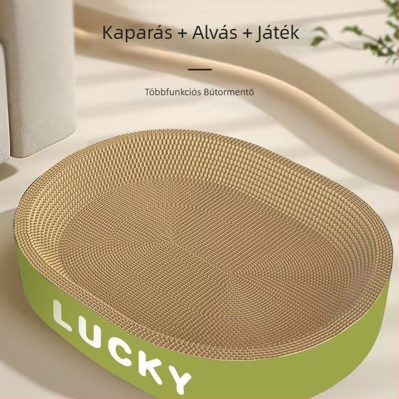 Tartós kör alakú macska kaparó deszka, hullámkartonból készült kaparó, mindent egyben univerzális macska játék, szöszmentes
