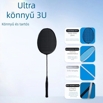 Edzés közbeni badmintonütő üvegszálas kerettel, 90–94 g, nylon húrok, közepes merevség, amatőr fiatalok számára