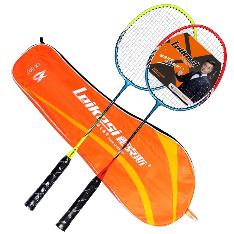 Rex LKS-507 Pár badminton ütő készlet (2 db) ferroalloy váz, 12 labda, tömeg 90–94 g, fogantyú G4, közvetlen ütés