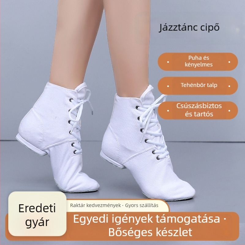Felnőtt, uniszex vászon tánccipő – magas Jazz tornacipő velúr talppal, légáteresztő és könnyű balett és modern tánchoz