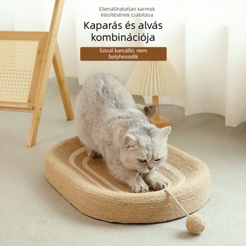 Minden egyben: macska karmoló tábla és macskaház, szisal fonat, tartós karmolási felület, nagy méret nagy testű macskáknak.