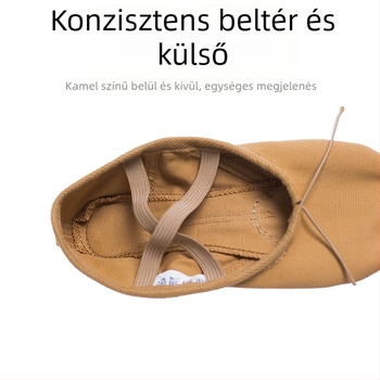 Jóga- és tánccipő — bőr talp, vászon felsőrész, ütéscsillapítás, légáteresztő, könnyű