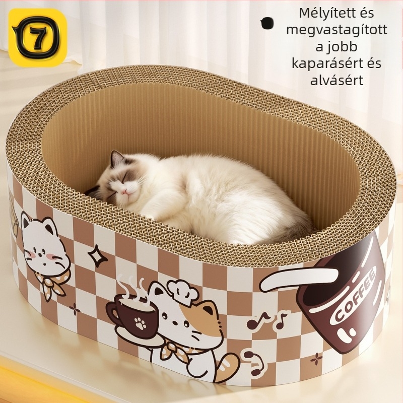 Mélyített macska karmoló tábla és ágy együttes, tartós és karcolásálló