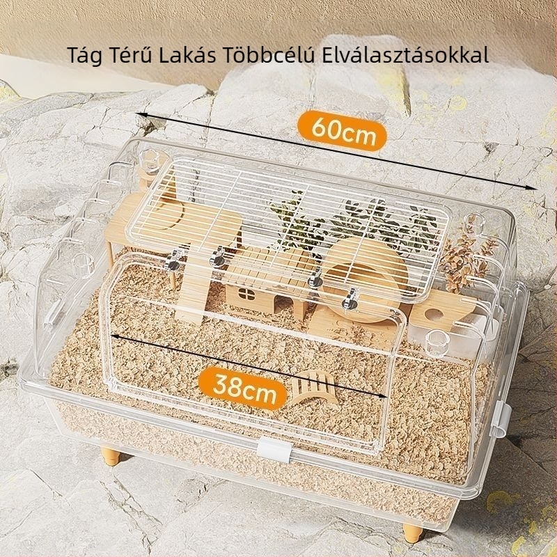 Hörcsög ketrec, teljesen átlátszó, félig akril konstrukció, műanyag anyag