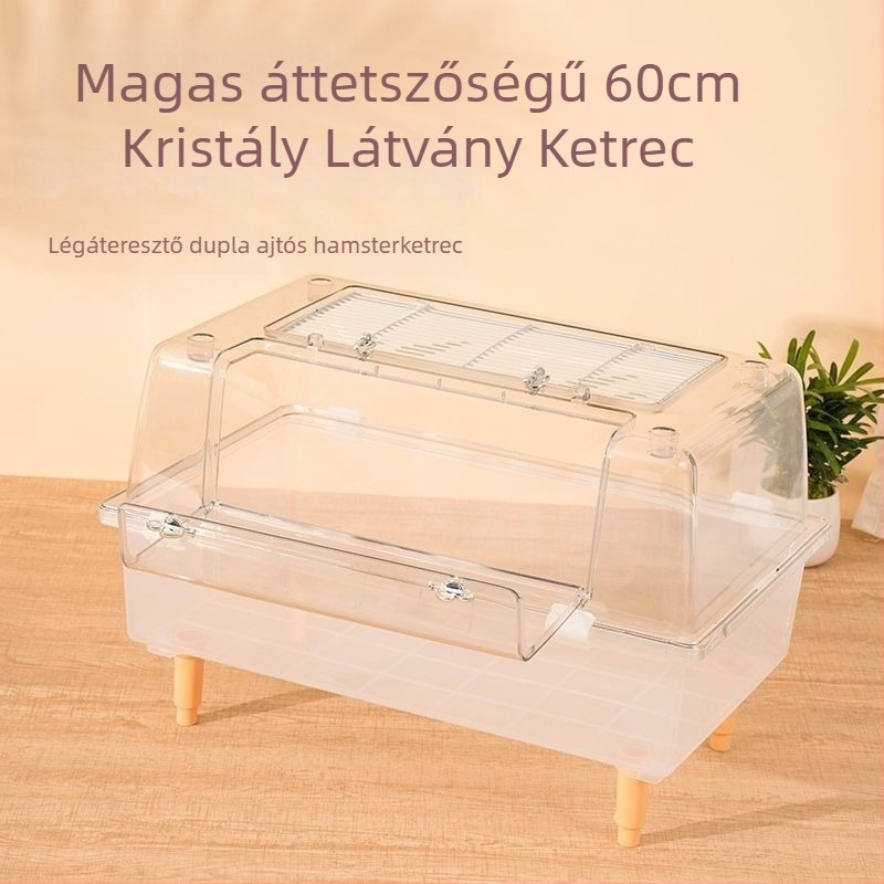 Hörcsög ketrec, teljesen átlátszó, félig akril konstrukció, műanyag anyag