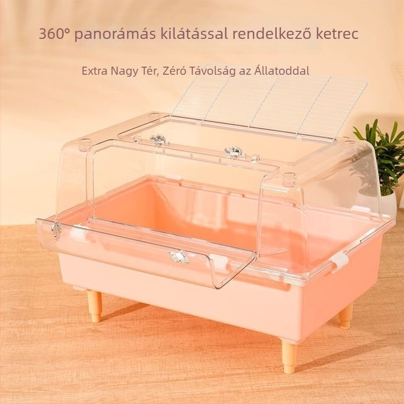 Hörcsög ketrec, teljesen átlátszó, félig akril konstrukció, műanyag anyag