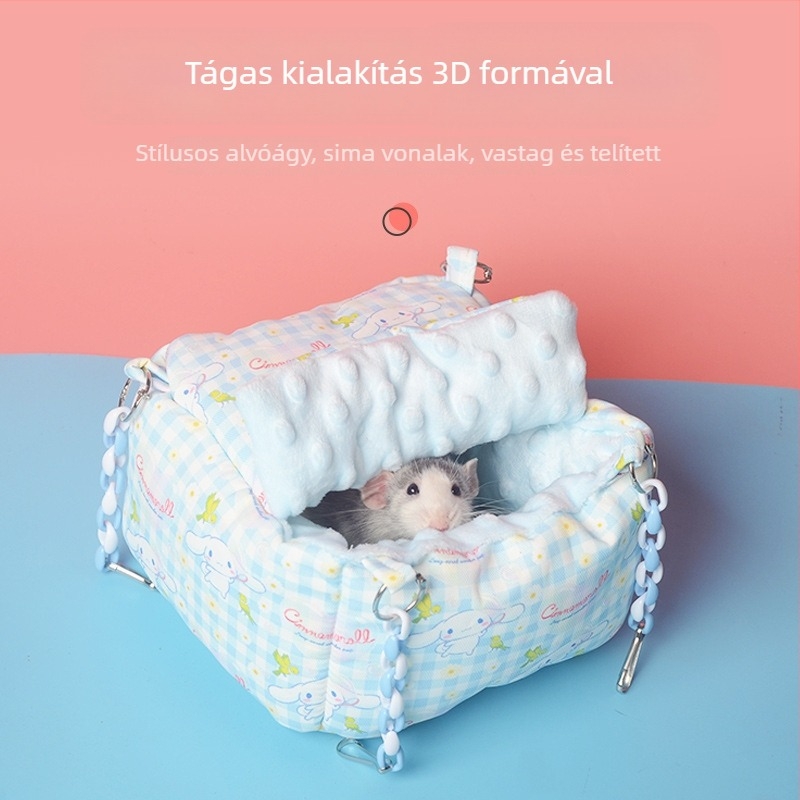 Kisemlősöknek alvófészek — függő pamut fészek, félig nyitott kialakítás, vastag meleg szigetelés