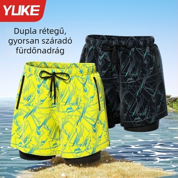 Férfiak számára nagy méretű úszónadrág, dupla rétegű tervezés a diszkrét viseléshez, komplett készlet termálfürdőkhöz
