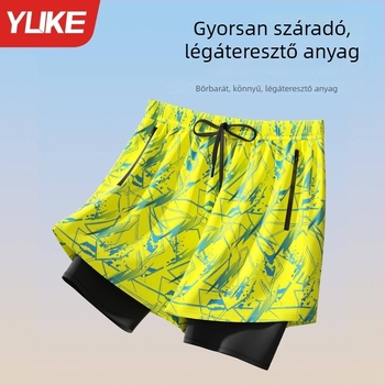 Férfiak számára nagy méretű úszónadrág, dupla rétegű tervezés a diszkrét viseléshez, komplett készlet termálfürdőkhöz