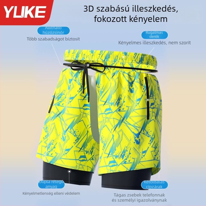 Férfiak számára nagy méretű úszónadrág, dupla rétegű tervezés a diszkrét viseléshez, komplett készlet termálfürdőkhöz