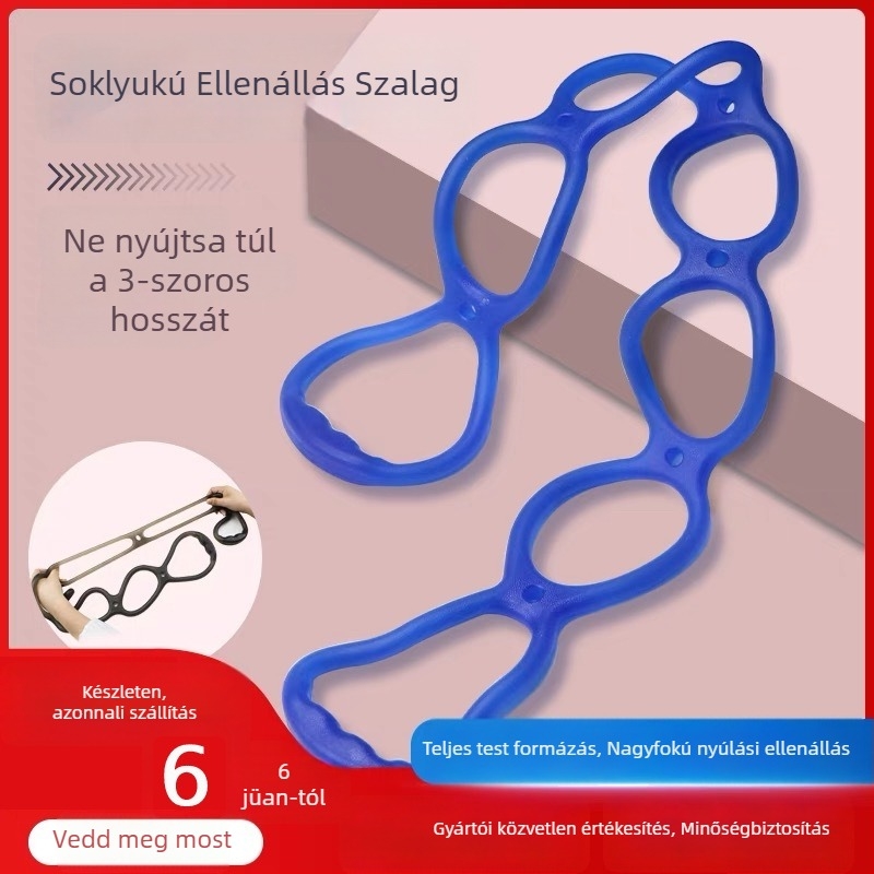 Fuxing 7-lyukú szilikon/TPE jóga feszítő szalag vállnyitáshoz és hátedzéshez