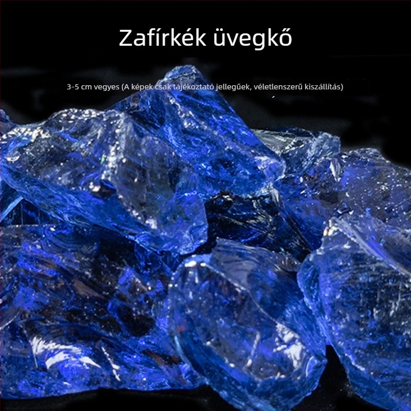 Jégkék kristálykő akváriumi tájkép dekor – aljzathoz tartozó dísz, homokos talaj, gleccserkő, kék kő, kék fénykő (mosás nélkül)