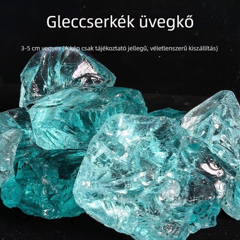 Jégkék kristálykő akváriumi tájkép dekor – aljzathoz tartozó dísz, homokos talaj, gleccserkő, kék kő, kék fénykő (mosás nélkül)