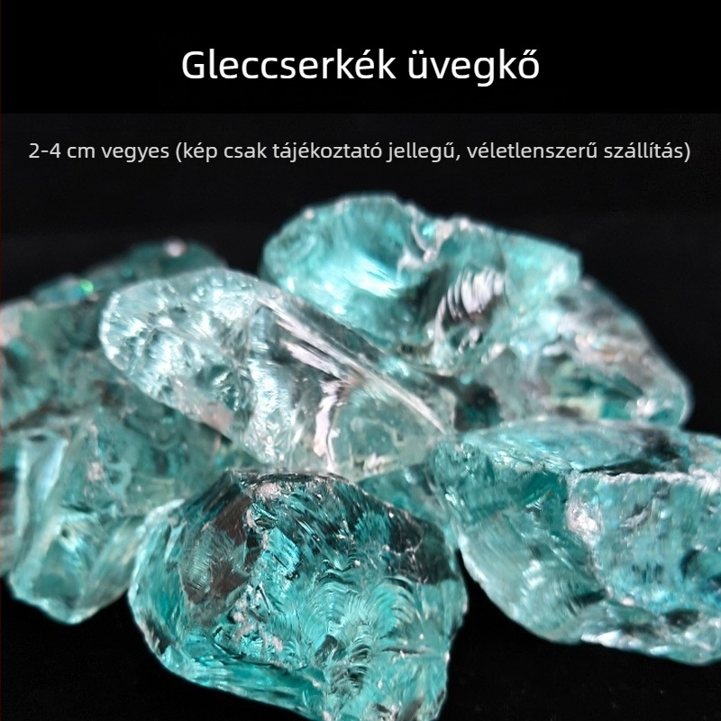 Jégkék kristálykő akváriumi tájkép dekor – aljzathoz tartozó dísz, homokos talaj, gleccserkő, kék kő, kék fénykő (mosás nélkül)