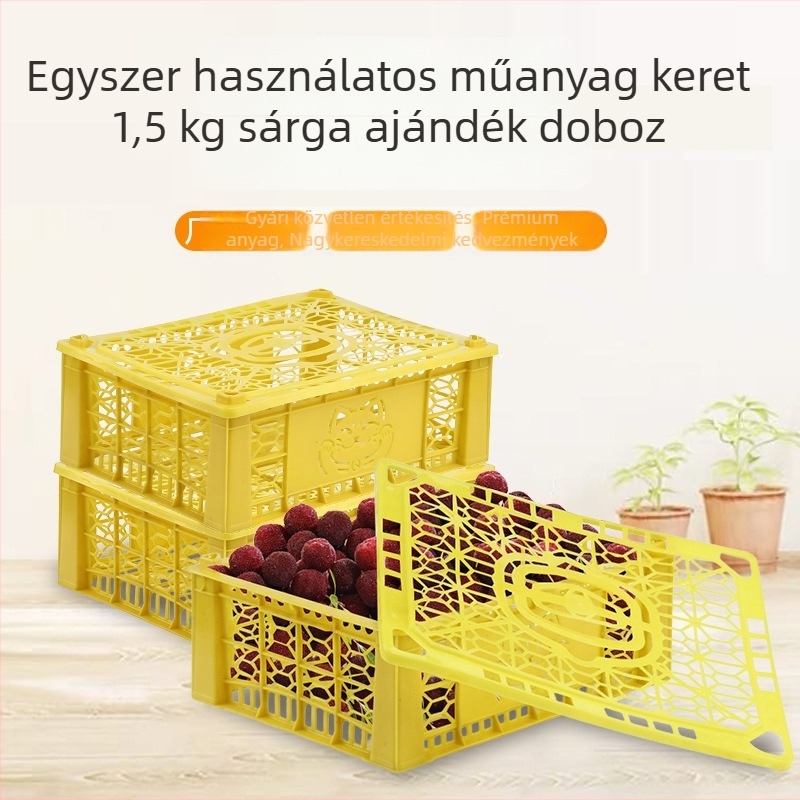Egyszer használatos műanyag gyümölcsös kosár, PP anyag, teherbírás 3 kg, falvastagság 1.8–2.3 mm, injektálással öntött