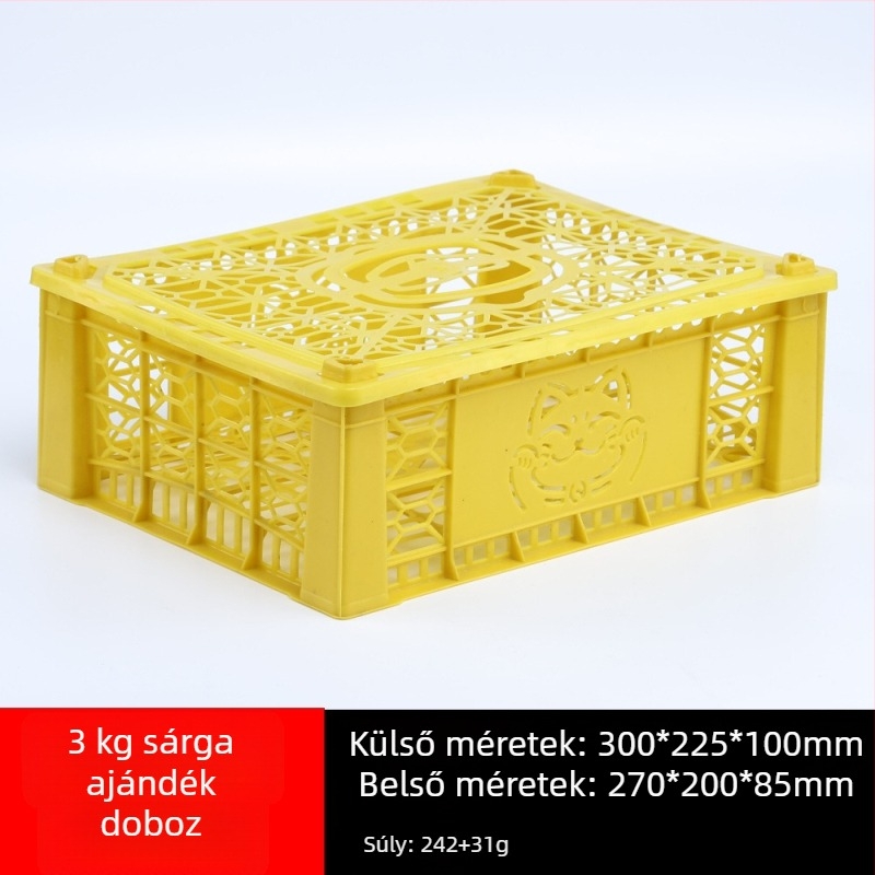 Egyszer használatos műanyag gyümölcsös kosár, PP anyag, teherbírás 3 kg, falvastagság 1.8–2.3 mm, injektálással öntött