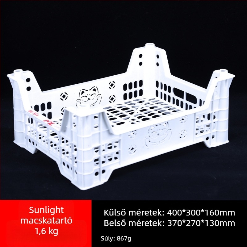 Egyszer használatos műanyag gyümölcsös kosár, PP anyag, teherbírás 3 kg, falvastagság 1.8–2.3 mm, injektálással öntött