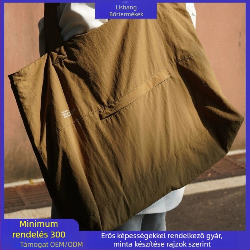 Nylon váll-tartó tote táska, kétpántos, utcai stílus, vízszintes négyzet alakú forma, belső zseb