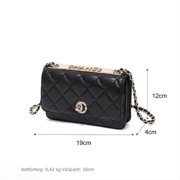PU bőr hatású, vízszintes négyszögletes táska fedős nyitással, belső szintetikus bőr bélés