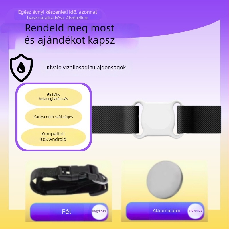 GPS-szel ellátott háziállat-nyakörv nyomkövetővel – kompakt, ABS anyag, gombos elem, világszerte nyomkövetés, 10 g, Shenzhen eredet