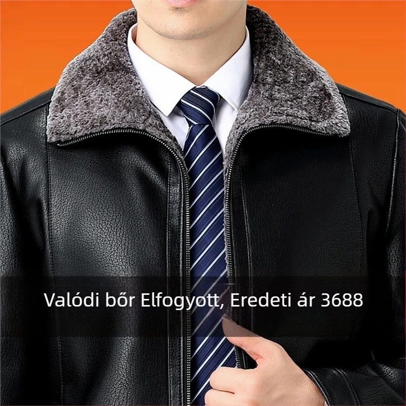 Férfi PU bőrdzseki báránybőr textúrával, kapucnival, gyapjú bélés, téli vastag kabát