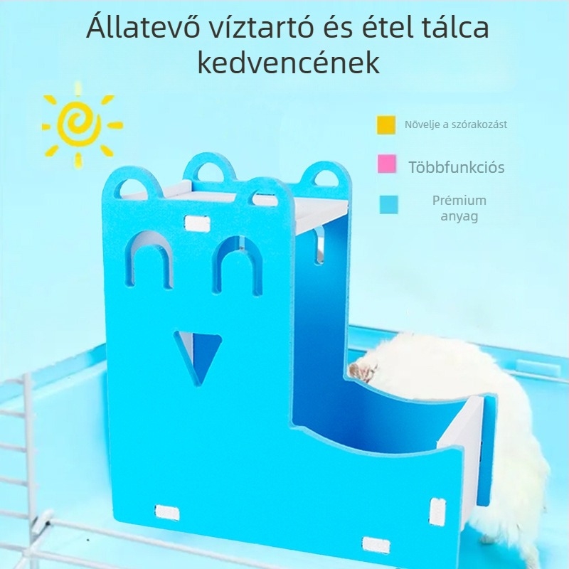 Műanyag hörcsög etető- és itató kombó: tál, alvófészek és rejtek – három az egyben. Happy Parrot. Hörcsögöknek. Négy évszak.