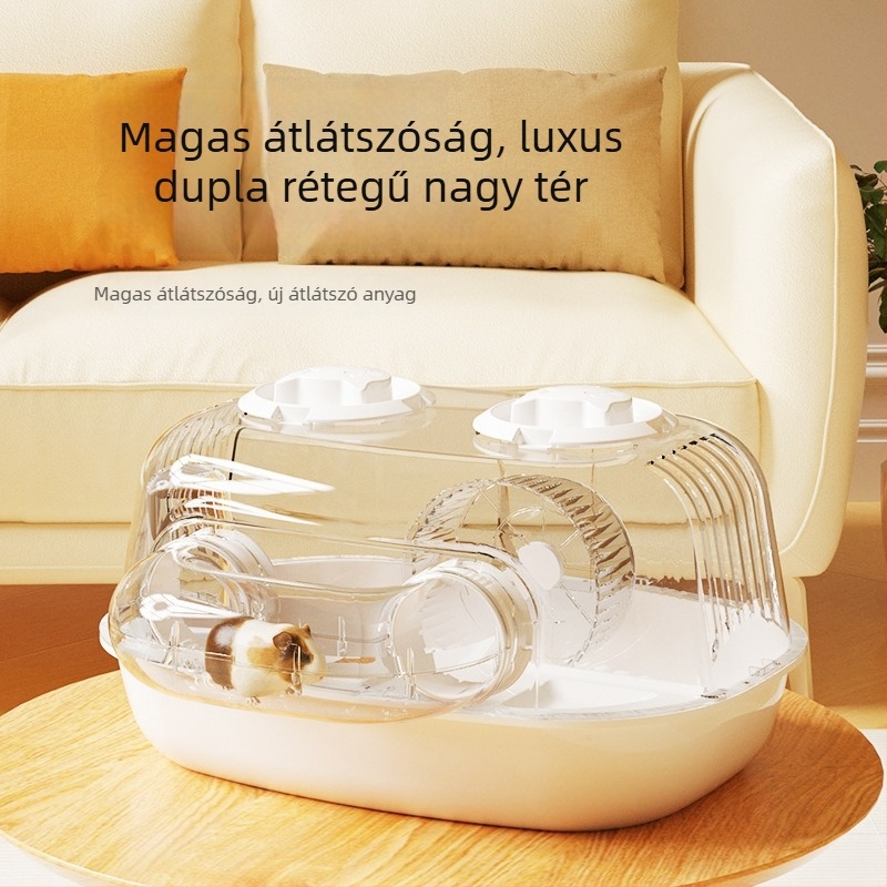 Műanyag hörcsögketrec tágas hellyel, hörcsögök számára, négy évszakos használatra