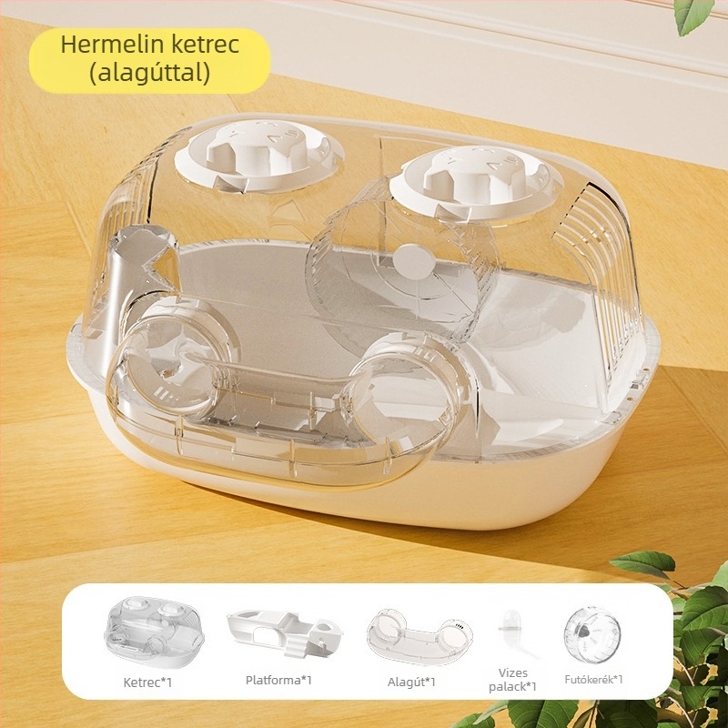 Műanyag hörcsögketrec tágas hellyel, hörcsögök számára, négy évszakos használatra