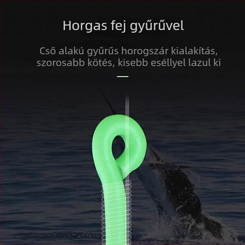 Fénylő csőhorgász horog karommal és gyűrűvel, tengeri és sziklás horgászathoz