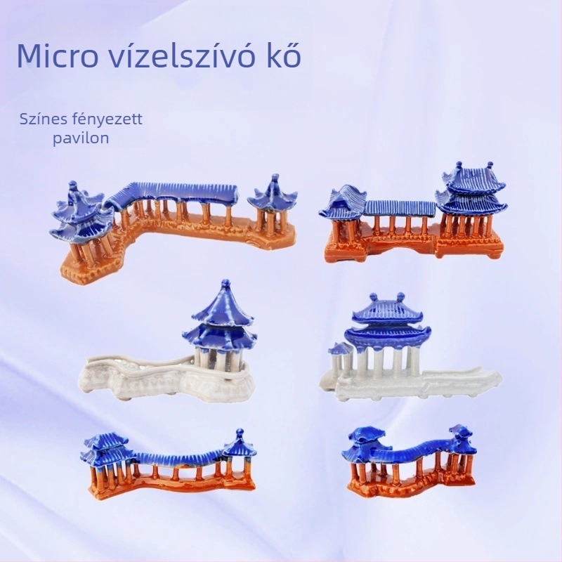 Kerámiából készült akváriumi dísz – mohas mikro táj, sziklaépítés stílusban