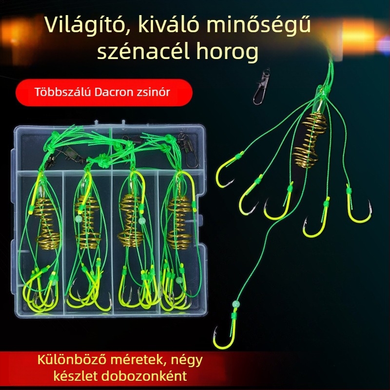 Iseni ezüst karpa horgok készlet, fluoreszkáló horogok folyóvízi horgászathoz, 4 csoportos doboz, 13-as szám