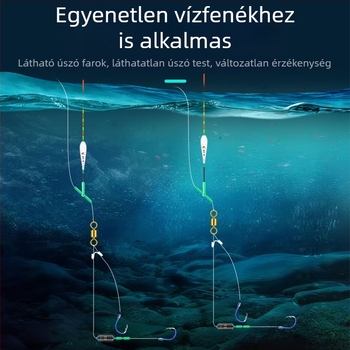 Ólomfejű horog készlet kettős szúróhorgokkal, Ise-Ni arany bevonat, automatikus fenékkeresés, vadvízi horgászathoz, méret 2.5