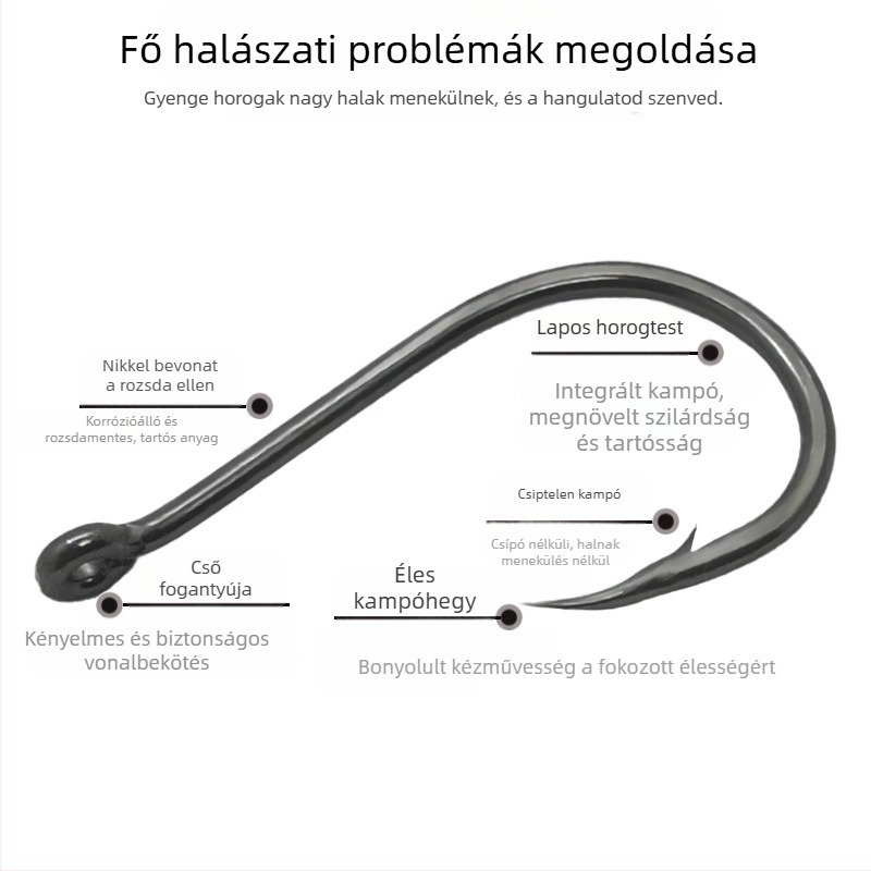 Barbás horgászhorog folyóvízi horgászatra, méretek 18#–3/0#, csomag 10000 darab
