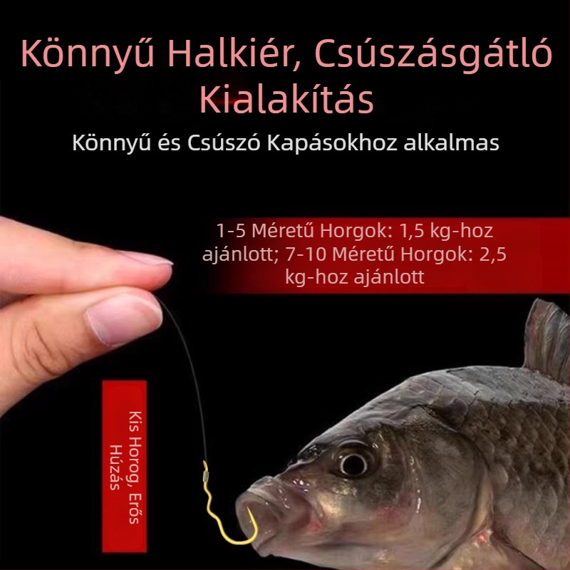 Antiszáló horgászhorog előre kötött vezetővel, automata dupla horog, tüskés, anti-leválás vezető