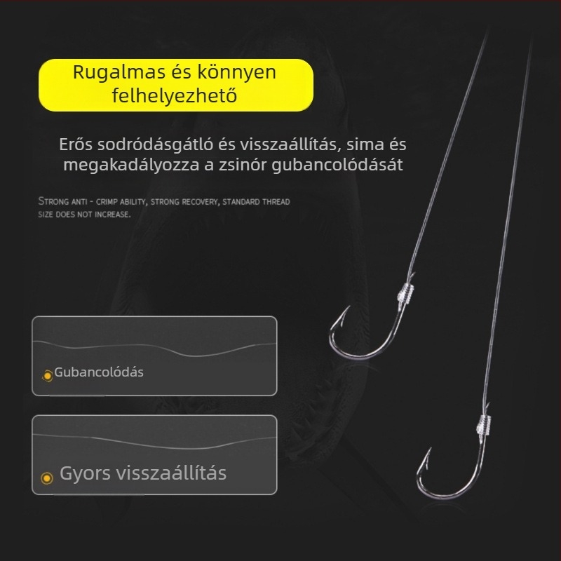 Értékes horgászzzsinór-készlet előre kötött rövid vezetőkkel, dupla horoggal és arany mandzsettákkal karász-horgászatra tavakban