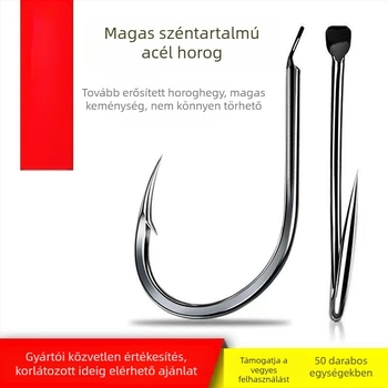 Magas széntartalmú acélból készült horgászhorog tüskével és görbült szájú – nagykereskedelmi csomag