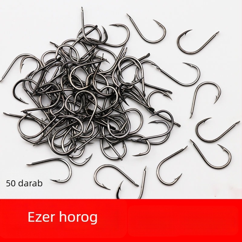 Magas széntartalmú acélból készült horgászhorog tüskével és görbült szájú – nagykereskedelmi csomag