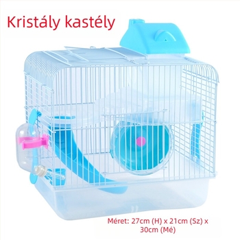 Sallyprincess hörcsögketrec kristály kastéllyal, kétszintes villa, műanyag és drót kivitel, hörcsögök számára, minden évszakban használható