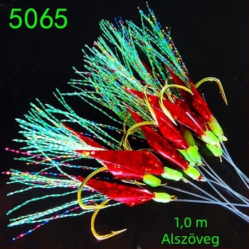 5065 Horgászhorog mesterséges halbőrrel, lézerreflektív felülettel, világító bevonattal és fémes szálú fonallal – biomimikus csalihorg